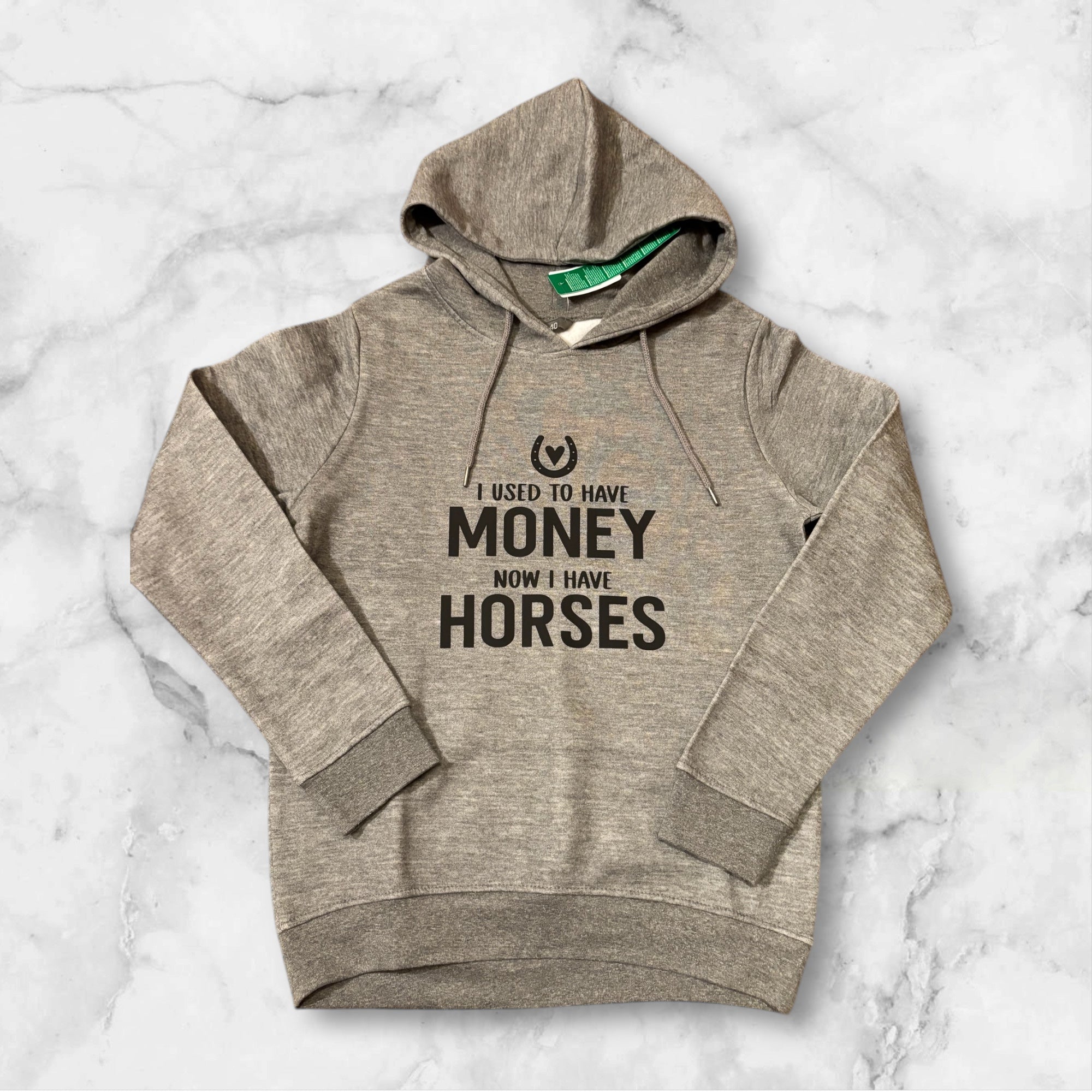 Hoodie met opdruk 'money, horses'