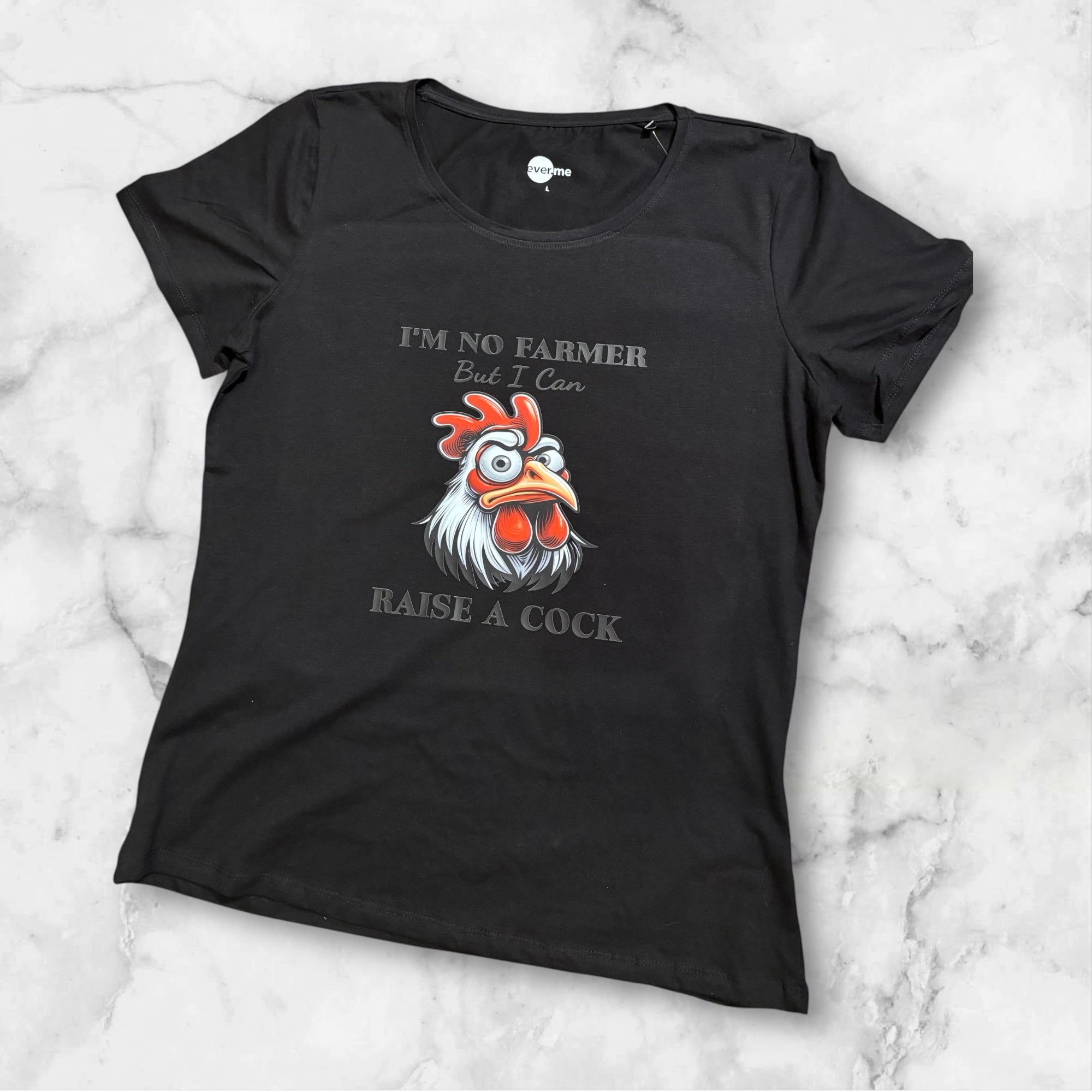 T-shirt met opdruk 'No farmer'