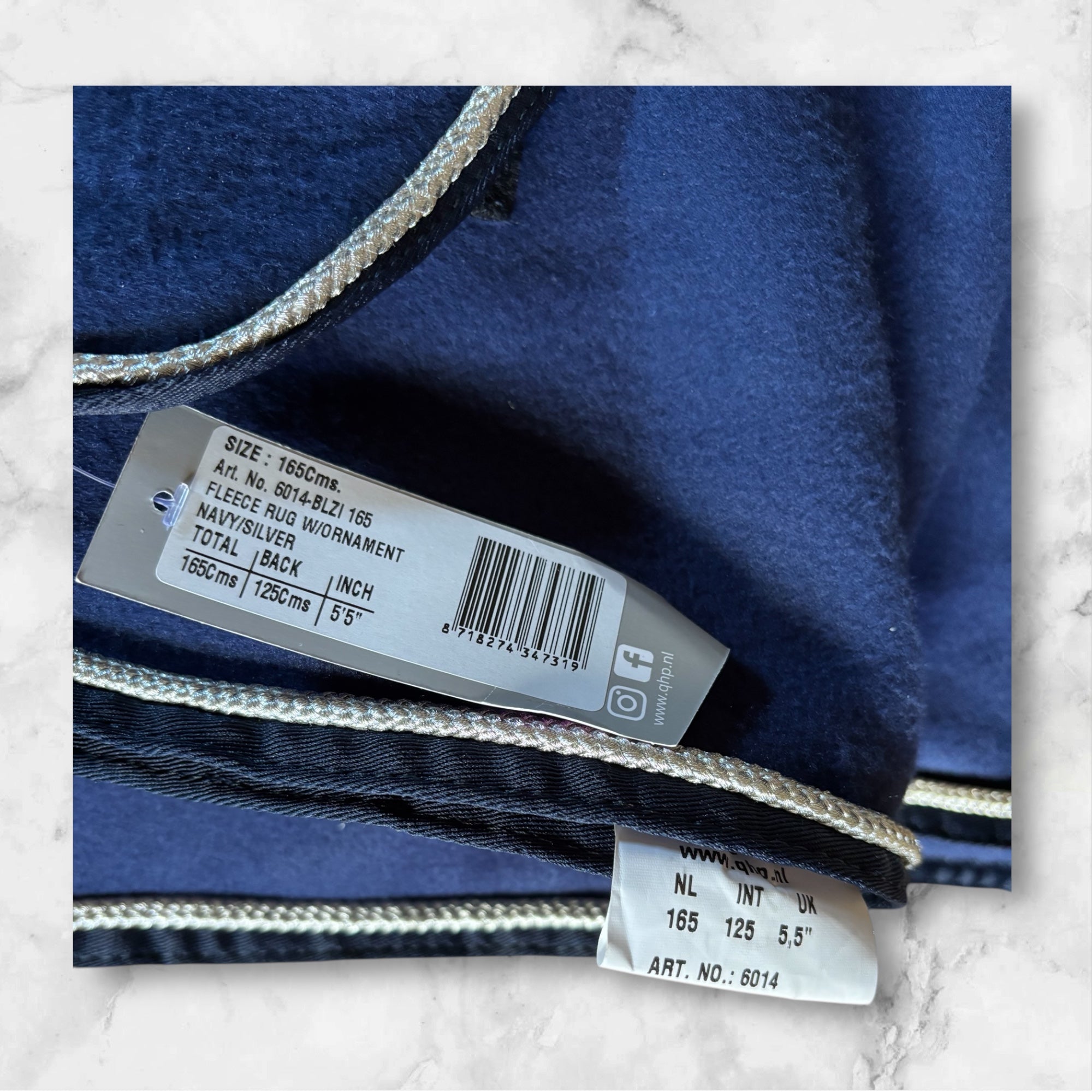 Luxe blauwe zweetdeken met naam of logo bedrukt 1.65