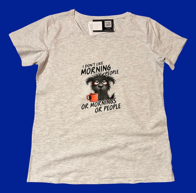 T shirt met opdruk 'I don't like morning people'