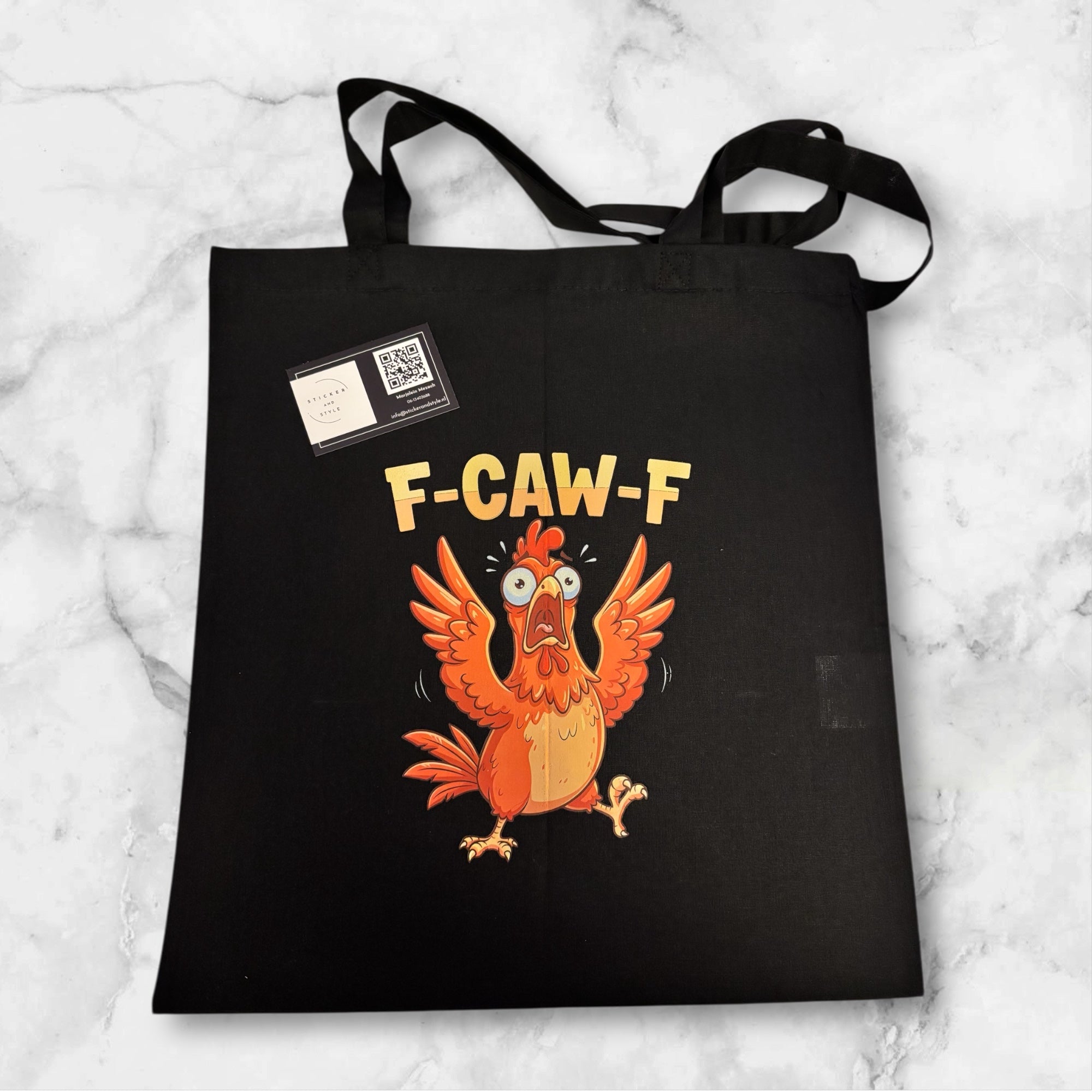 Katoenen shopper met opdruk F-CAW-F