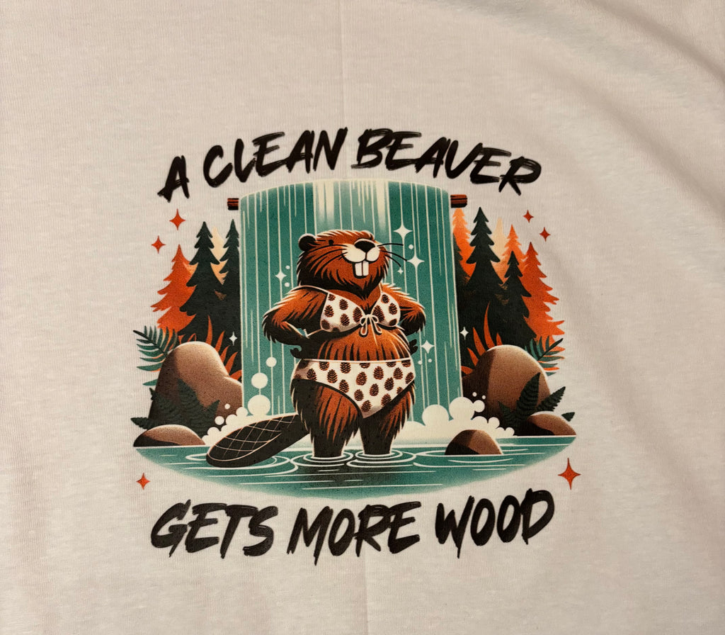 T-shirt met opdruk 'a clean beaver'