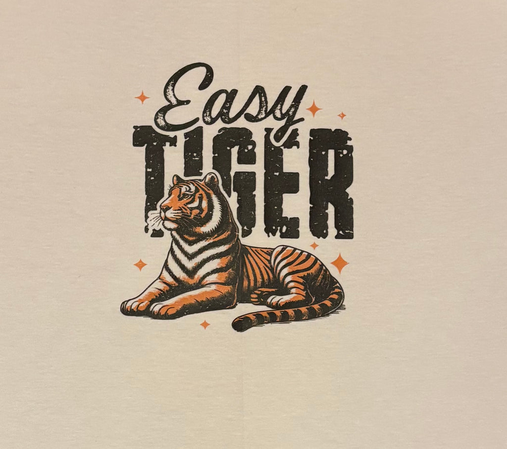 T-shirt met opdruk 'Easy Tiger'