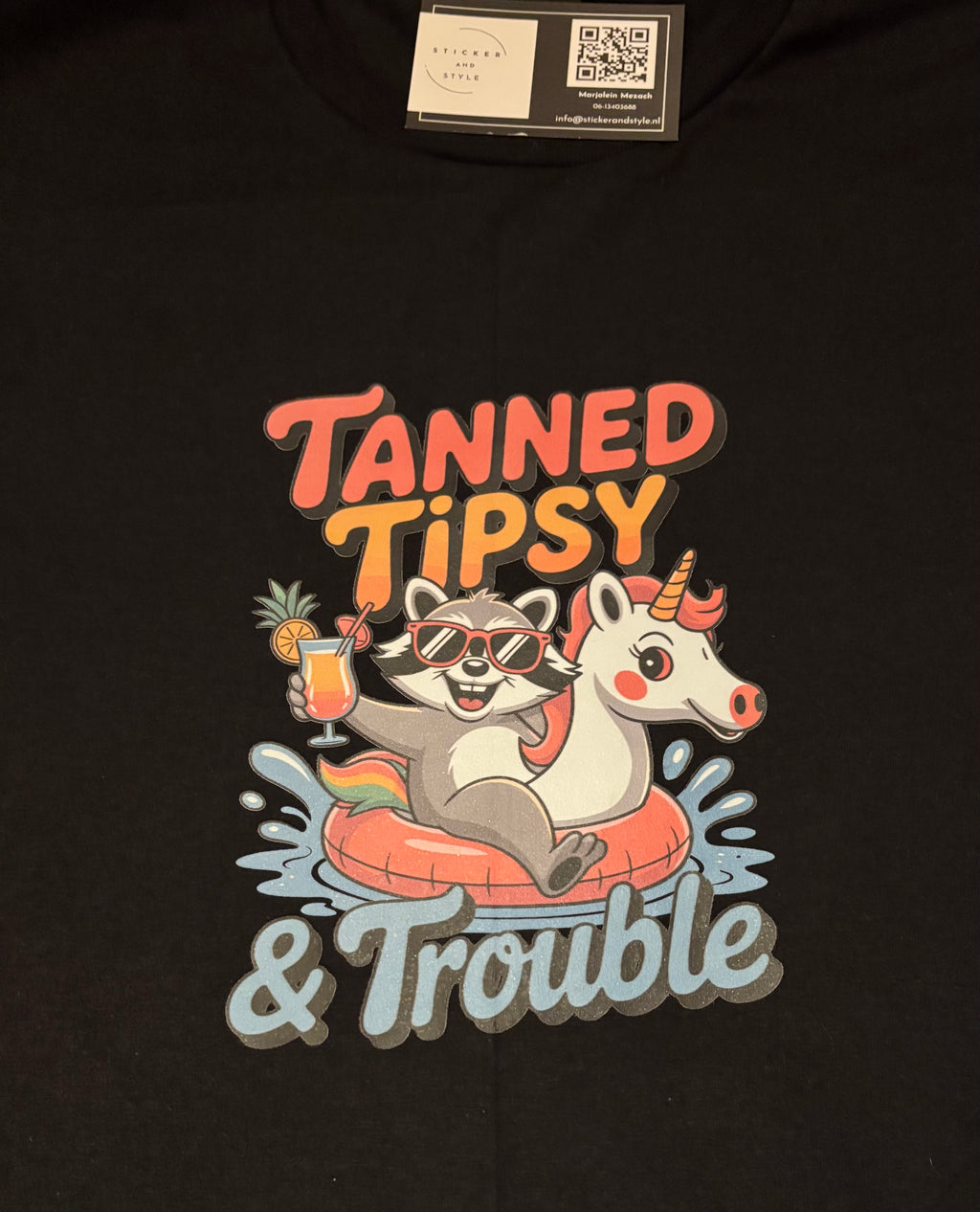 T-shirt met opdruk 'Tanned'