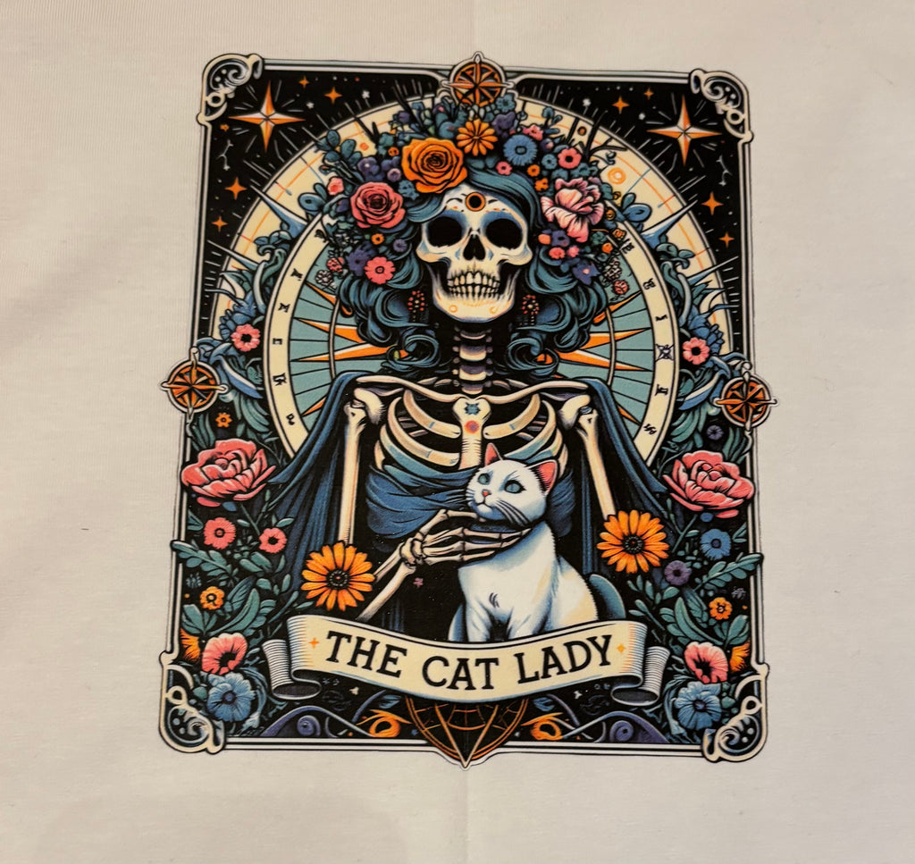 T-shirt met opdruk 'The cat lady'