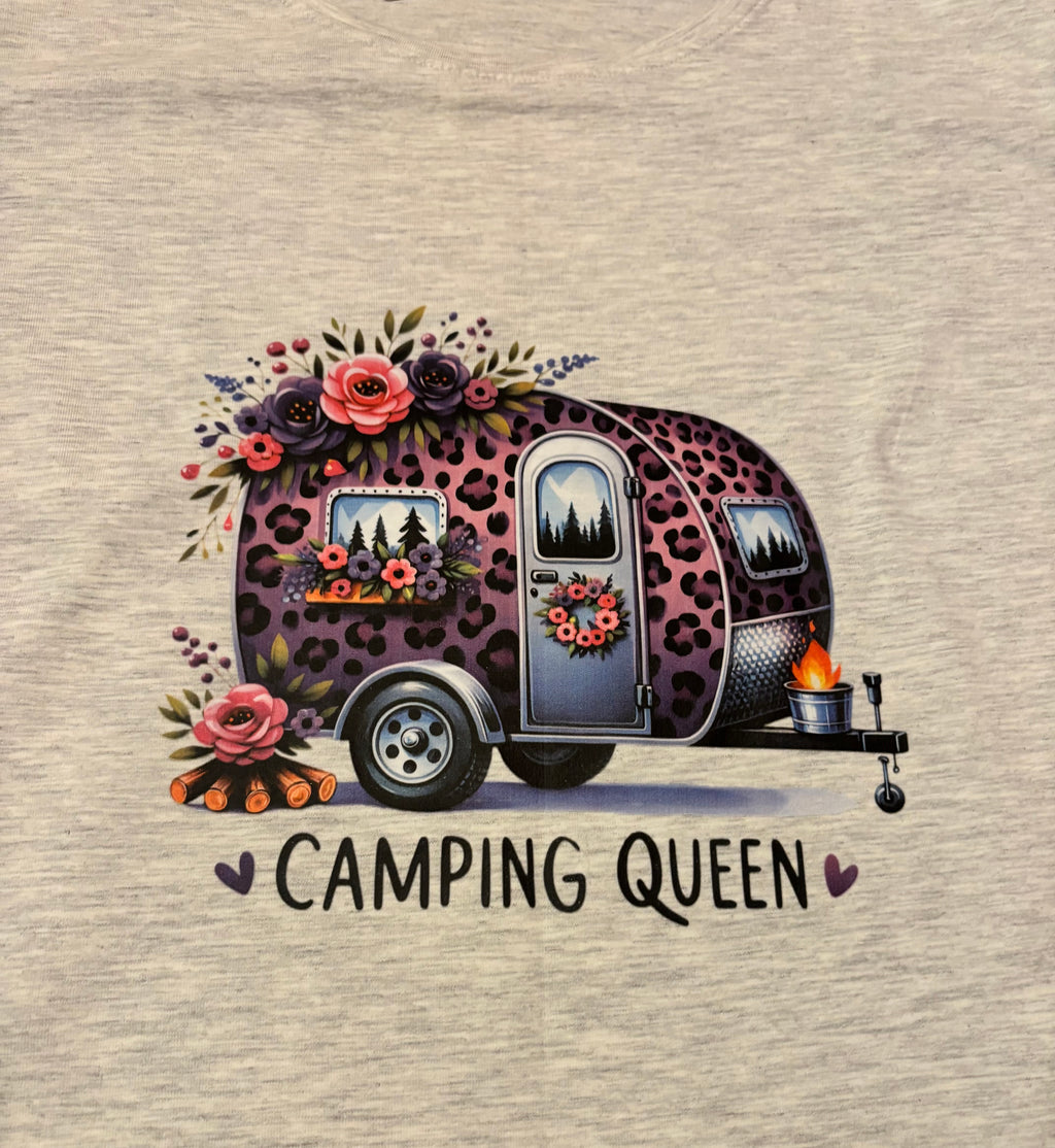 T-shirt met opdruk 'Camping Queen'