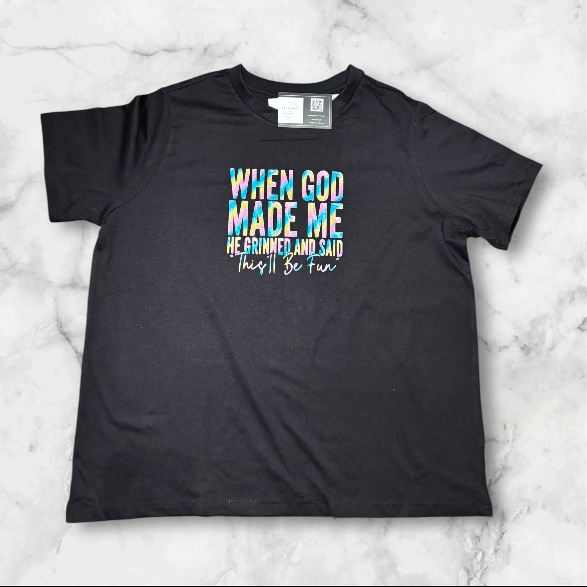 T-shirt met opdruk 'When God'