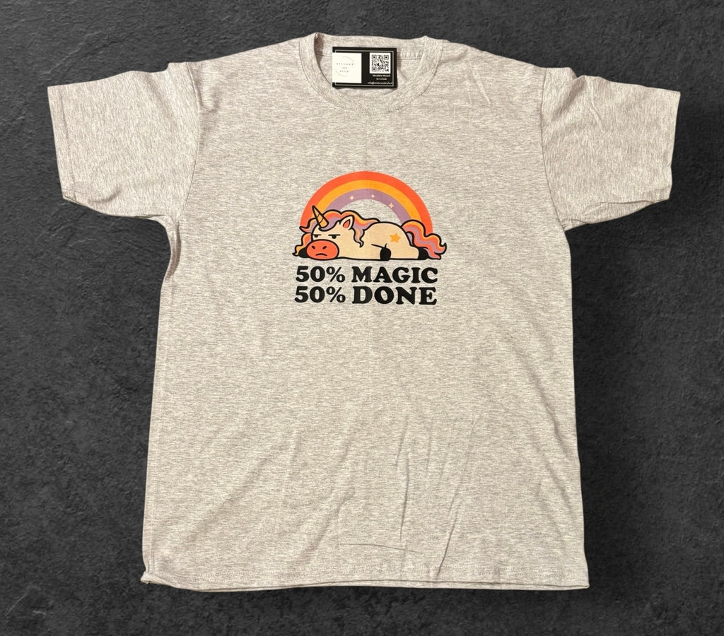 T-shirt met opdruk '50%'