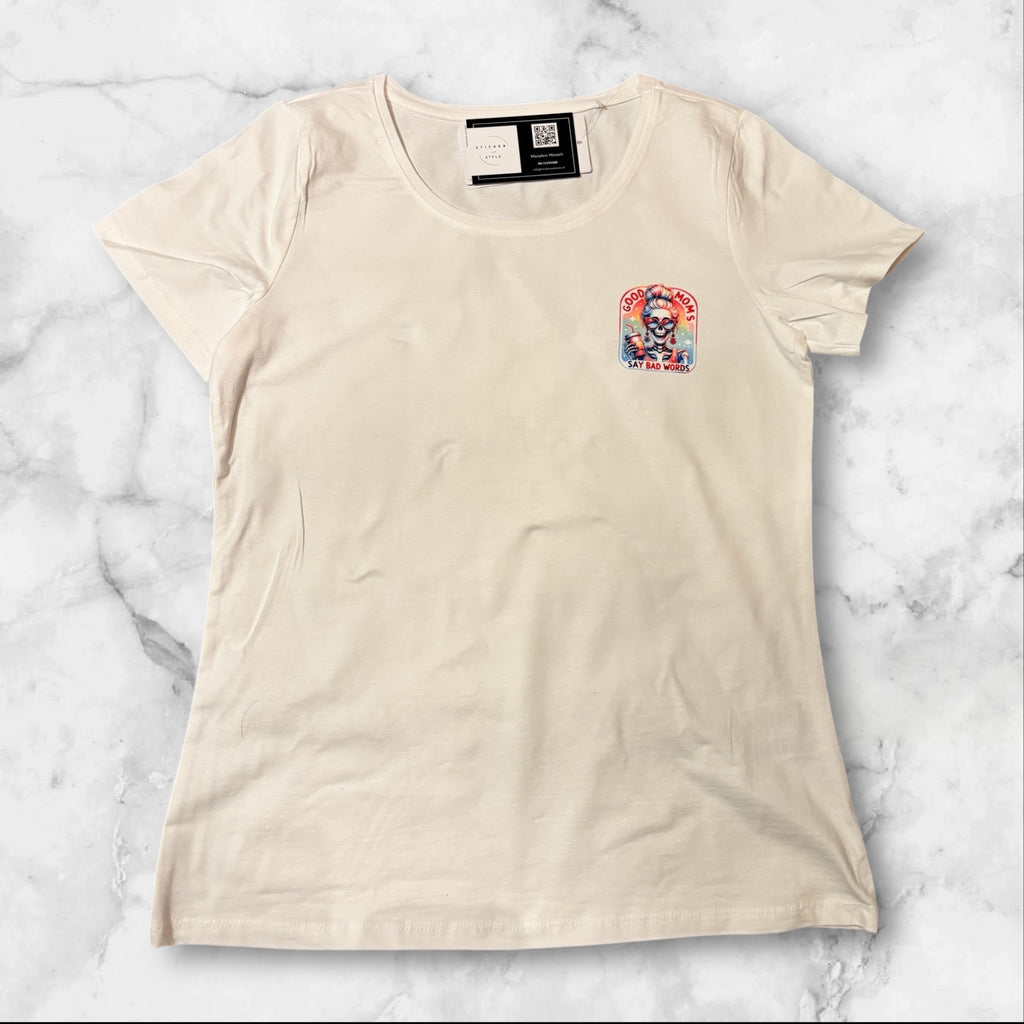 T-shirt met kleine opdruk 'Good moms'