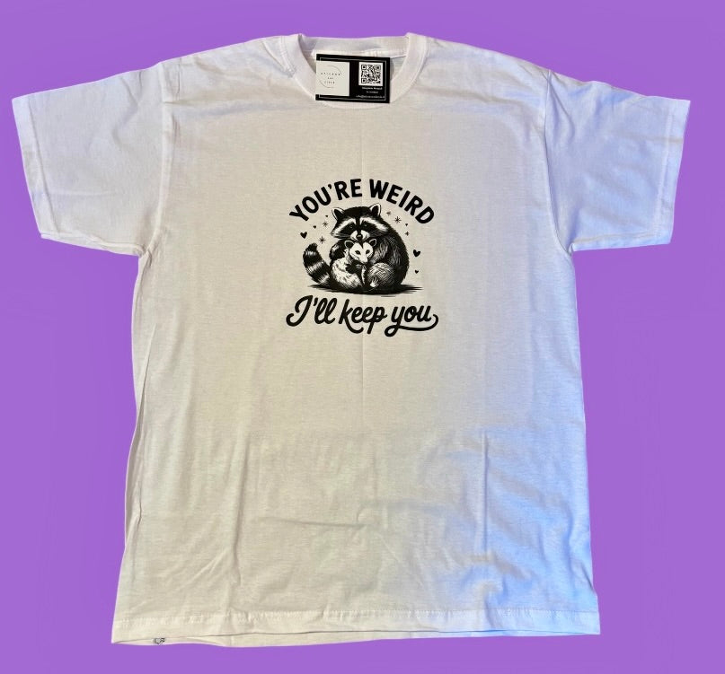 T-shirt met opdruk 'You're weird'