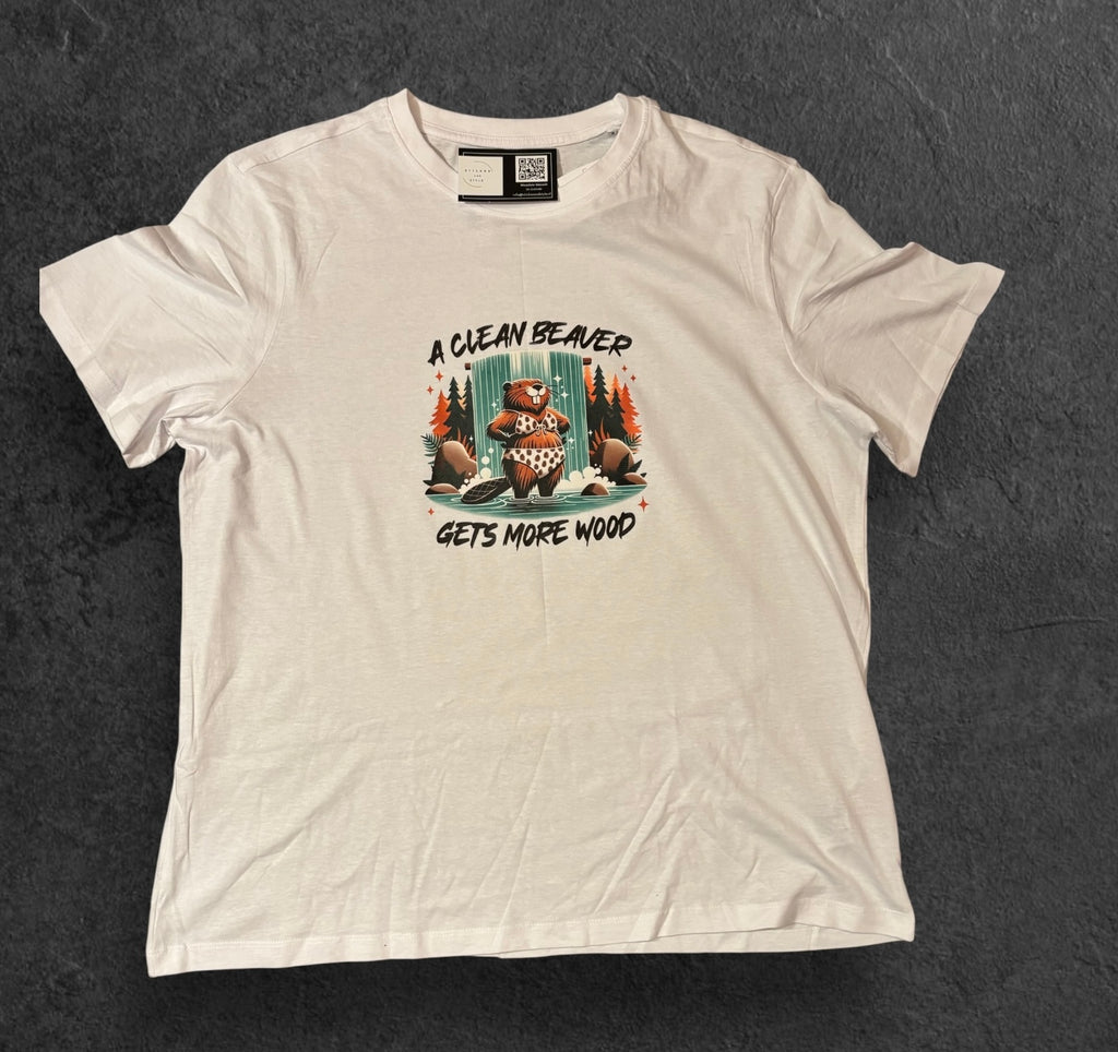 T-shirt met opdruk 'a clean beaver'