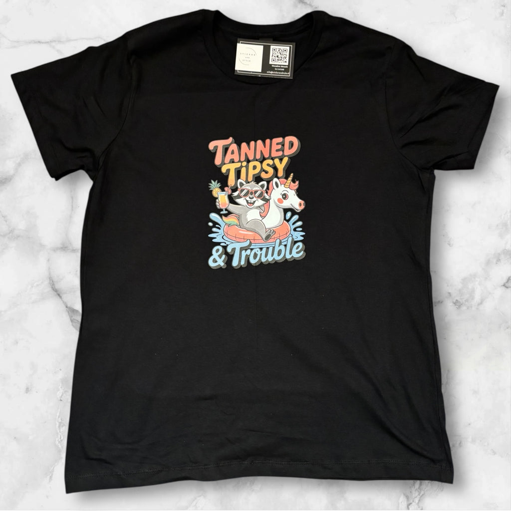 T-shirt met opdruk 'Tanned'