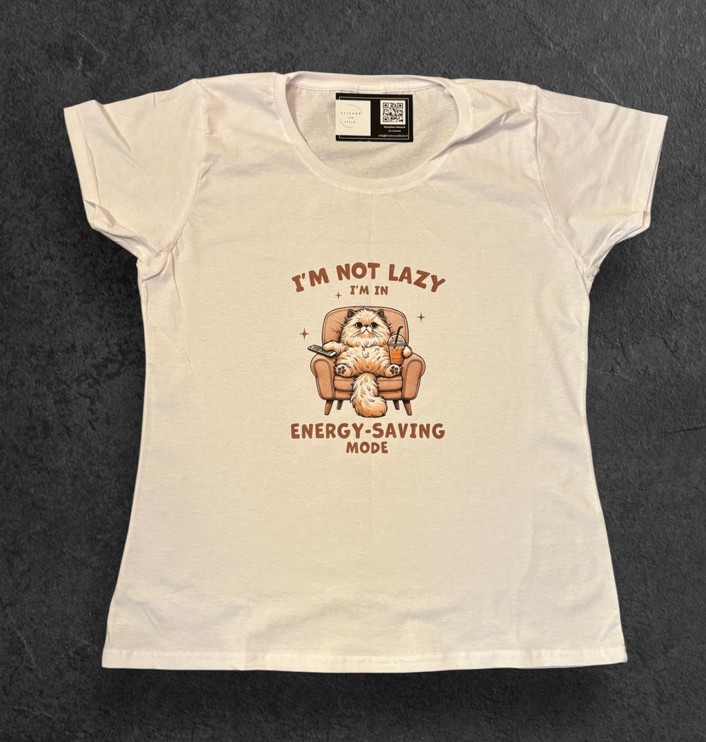 T-shirt met opdruk 'I'm not lazy'