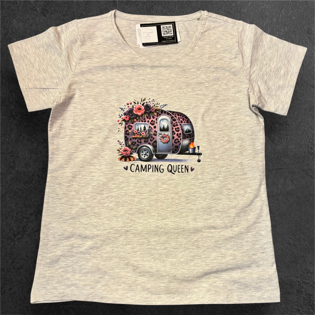 T-shirt met opdruk 'Camping Queen'