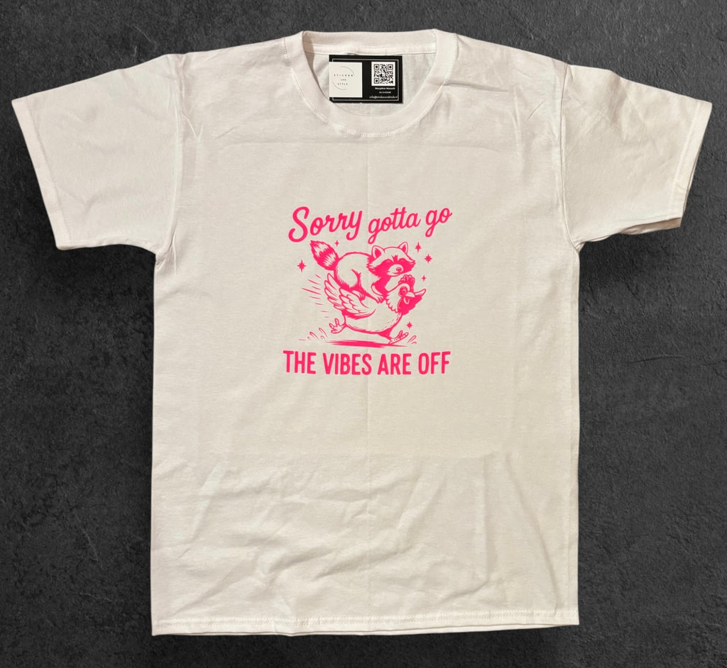 T-shirt met opdruk´The vibes are off´