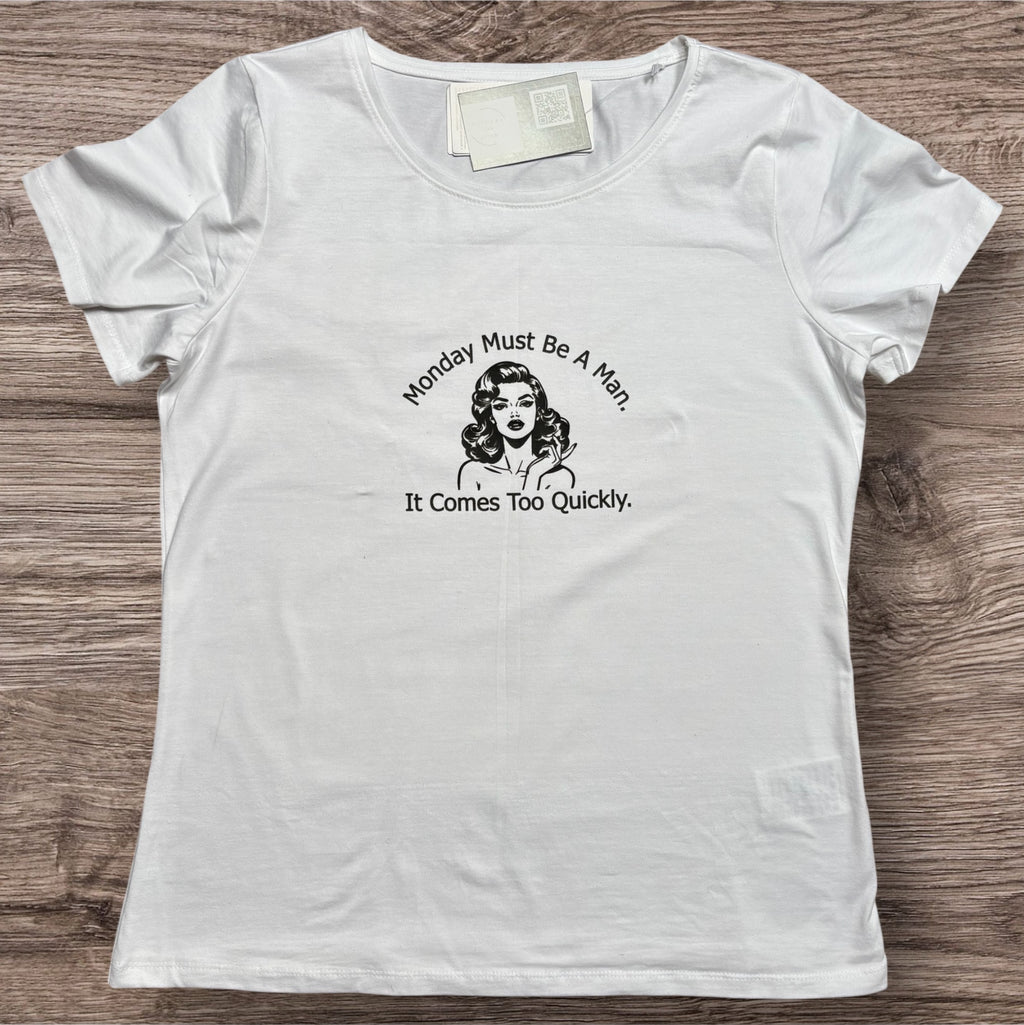 T-shirt met opdruk 'Monday Must Be A Man'